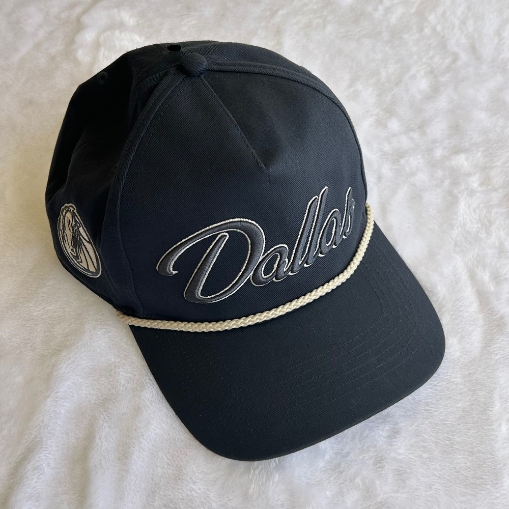 Dallas Mavericks 47 Brand Hitch Snapback Hat Vintage Navy Rope Script Cap SAMPLE